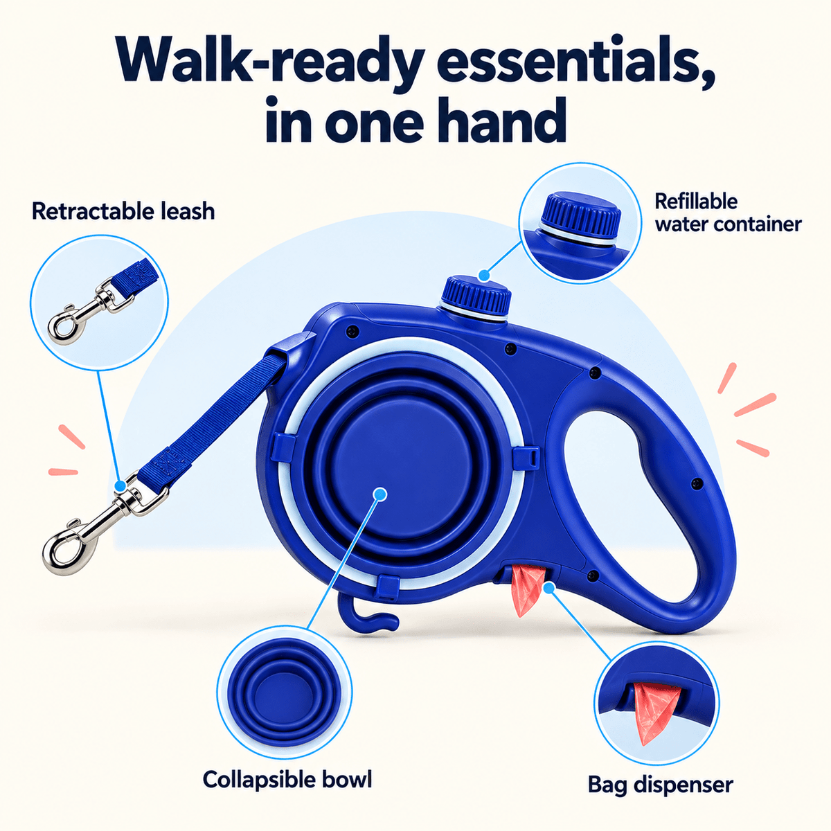 4-in-1 Retractable Dog Leash
