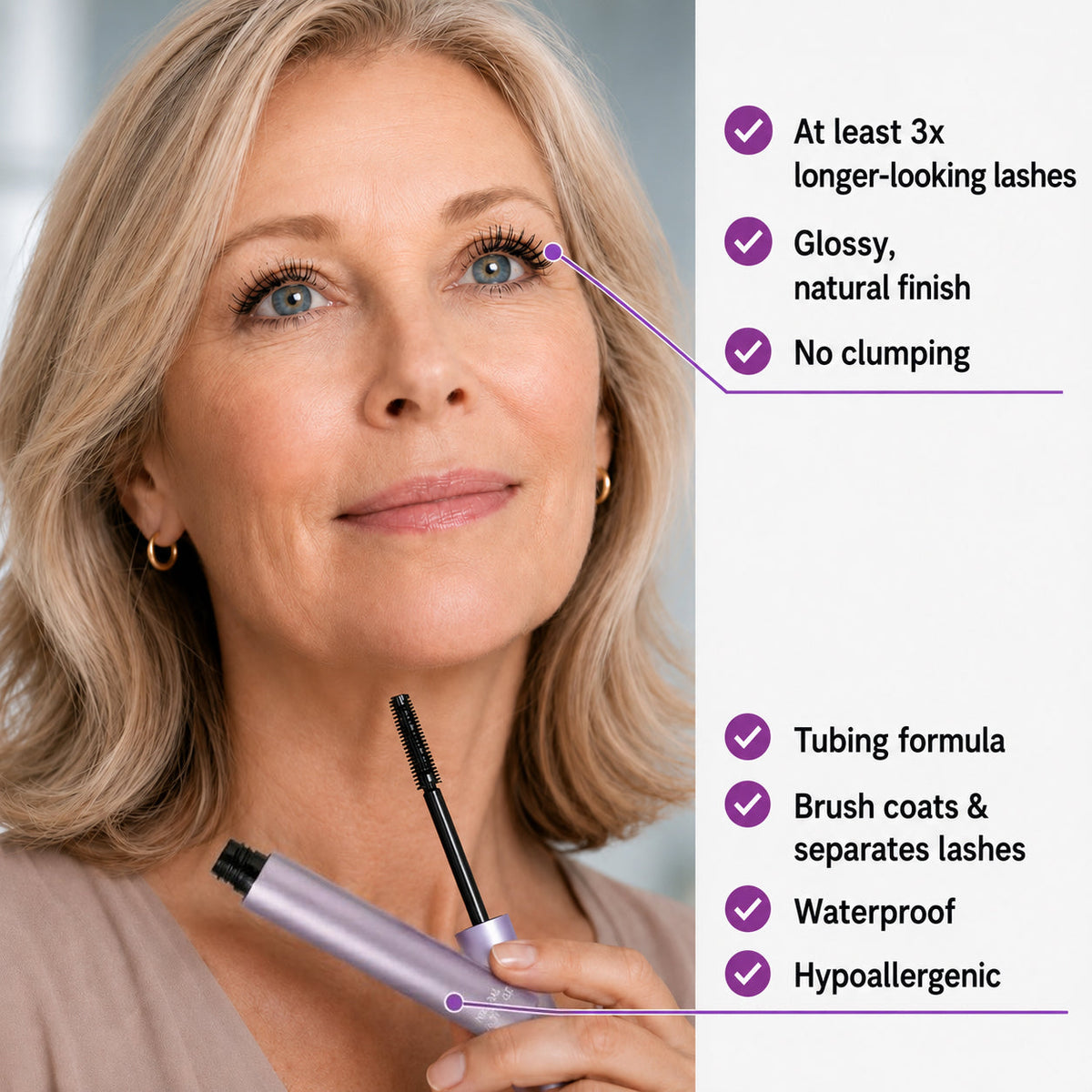 Mascara designed for mature-looking lashes