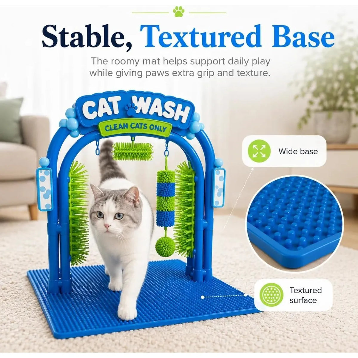 Cat Wash Self-Grooming Station – Hands-Free Brushing & Loose-Fur Catching