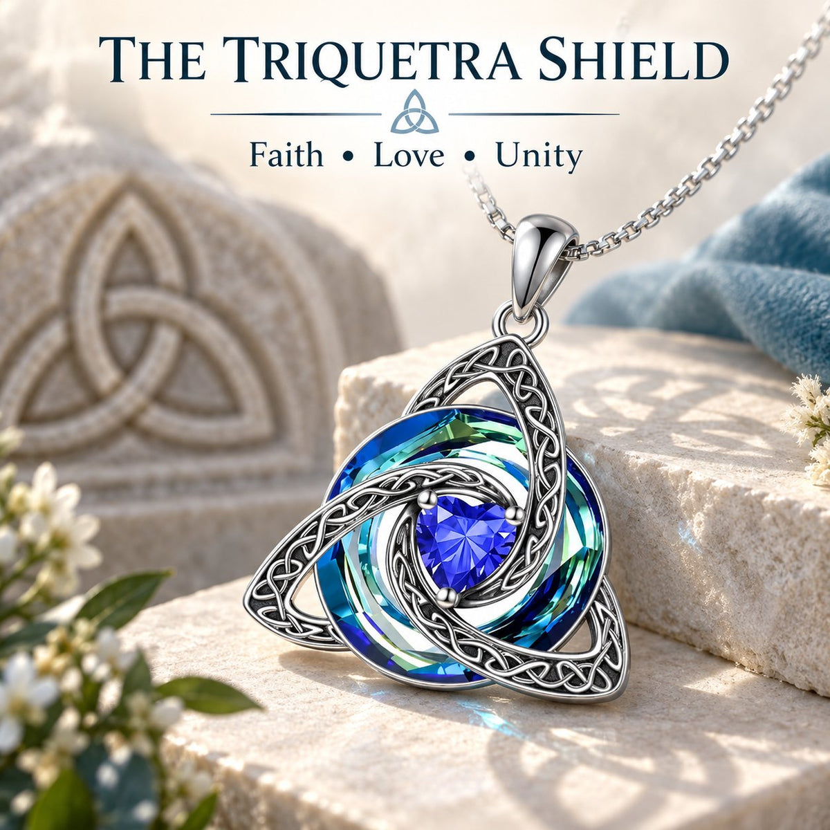 Celtic Birthstone Shield Necklace