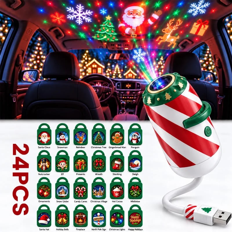 🎄 Limited Time:50% OFF – Christmas Car Projector Light, Merry Ride 5D Festive Projection