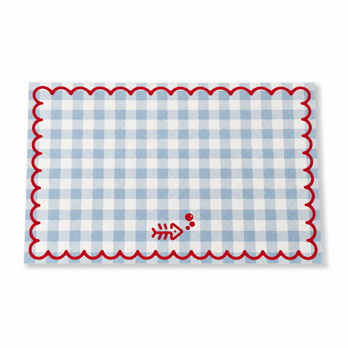 Blue Gingham Quick-Dry Pet Mat