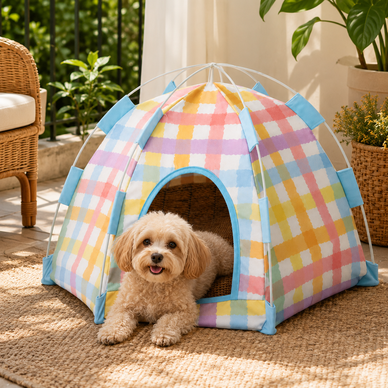 Colorful Pet Tent with Cooling Mat