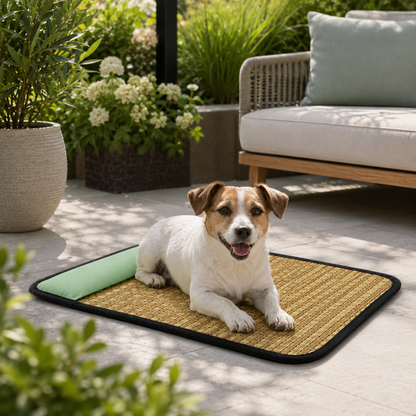 Cooling Rattan Pet Mat with Bolster
